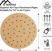 Air Fryer Parchment Paper Liners, 100 Pcs Disposable Papers Liner for 2-3QT Air Fryer Baking, 7 Inch Safe and Non-Stick Unbleache Steamer Liner for Microwave, Oven, Steaming Basket